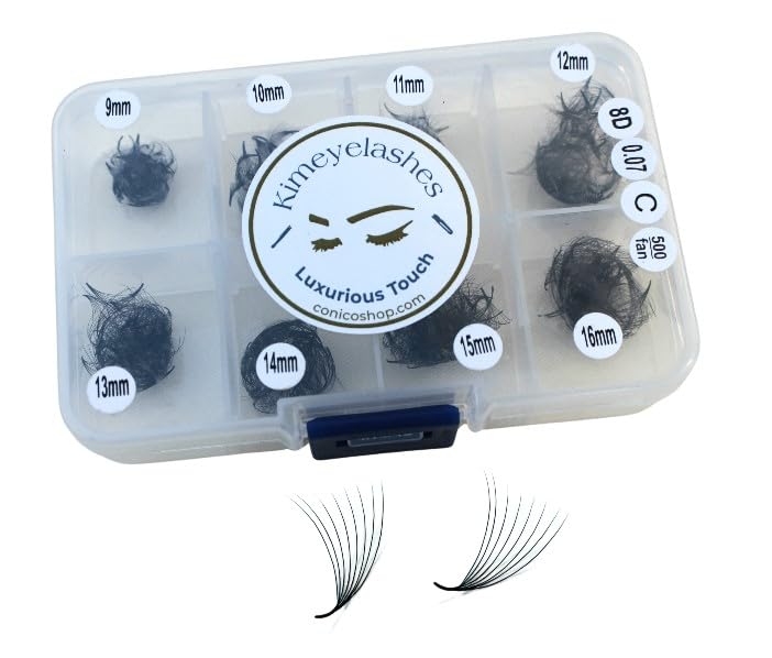 Kimeyelashes 5D premade fans wispy box for efficient volume lashes.