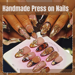 Close up of 3D flower accents on Amber Bloom-S nails
