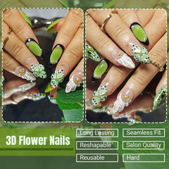 KimKista 3D floral tip nails provide depth for salon-like at-home styling.