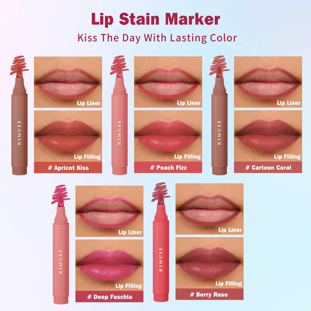 Kimuse Lip Stain Set includes a versatile color palette for everyday looks.