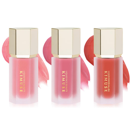 KIMUSE Liquid Blush in soft-cream texture for a natural cheek glow.