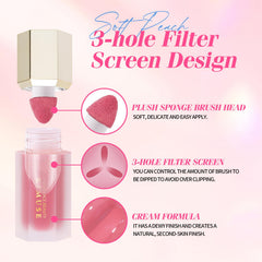 KIMUSE Spongetip application delivers even, soft coverage on cheeks.