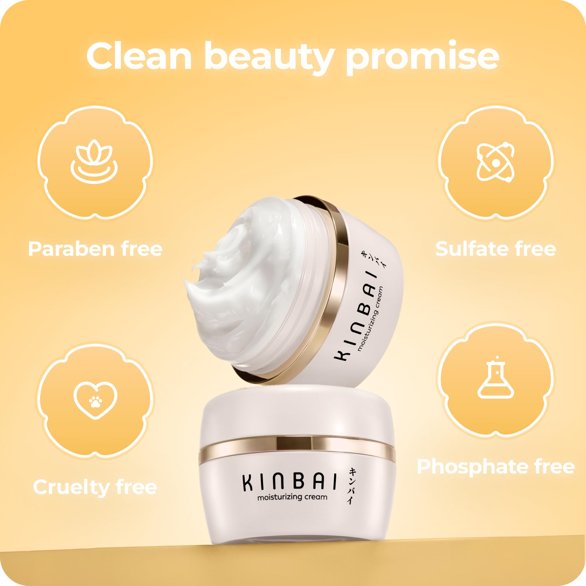 Visible glow on skin after applying Kinbai Face Cream.