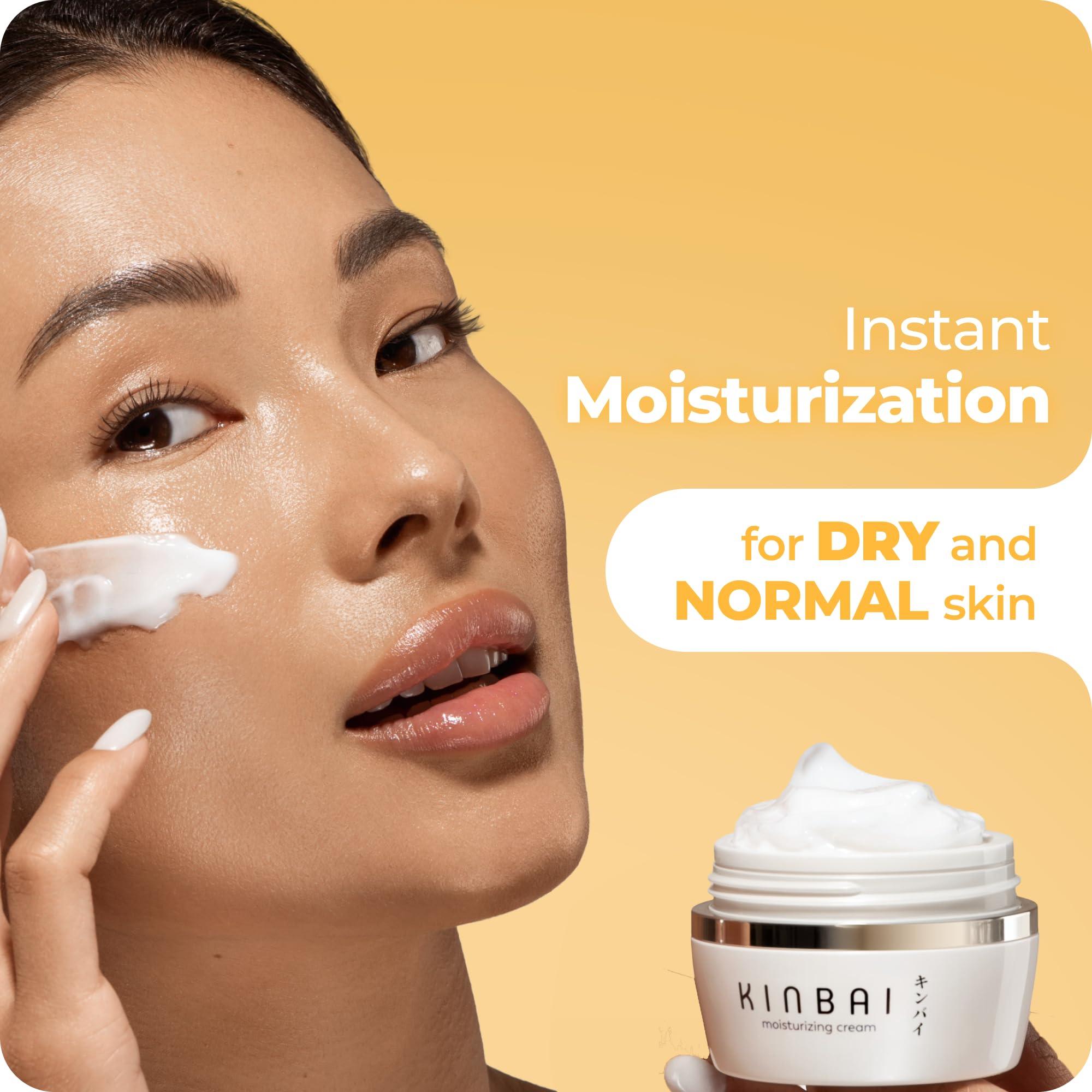 Kinbai Face Cream texture shows lightweight, non-greasy finish for daily hydration.
