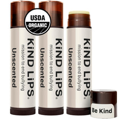 Kind Lips unscented lip balm 3-pack pack shot highlighting fragrance-free formula
