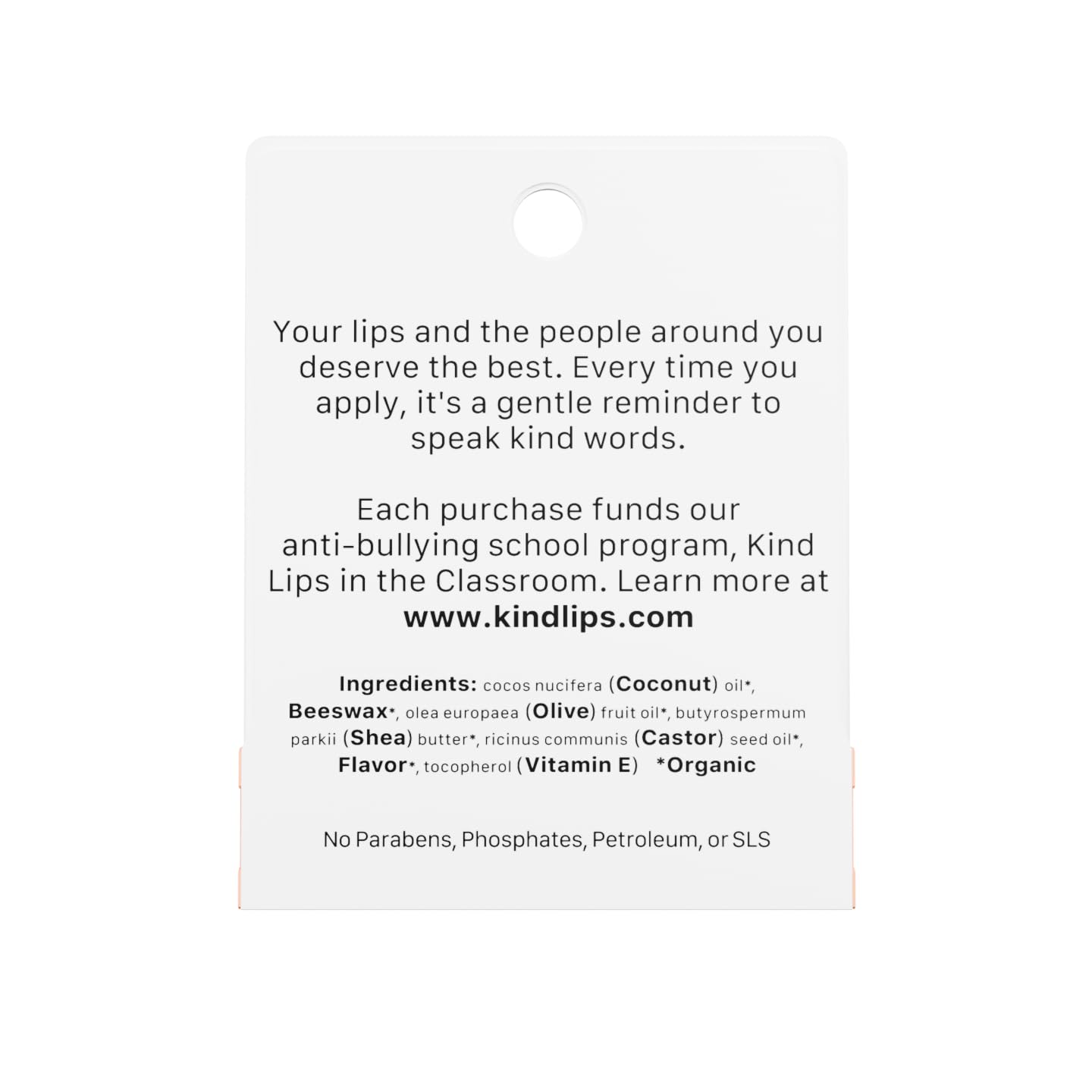 Kind Lips USDA Organic certified label on packaging