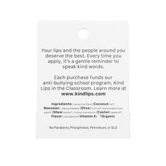 Kind Lips USDA Organic certified label on packaging