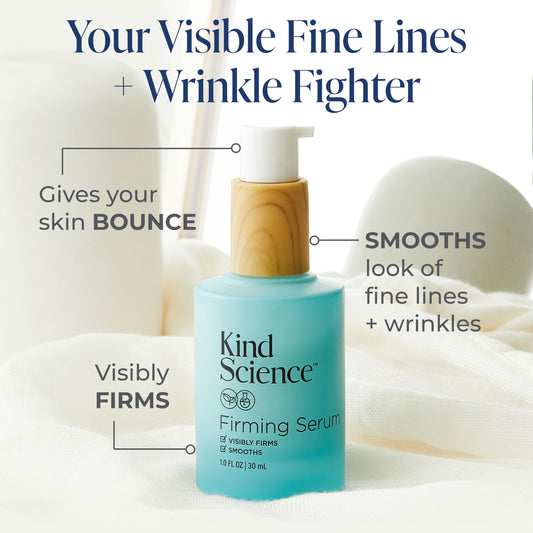 Kind Science Bakuchiol serum dropper highlights natural anti-aging benefits for daily use.