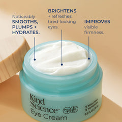 Kind Science Eye Cream texture image showing featherweight hydration around the eye.