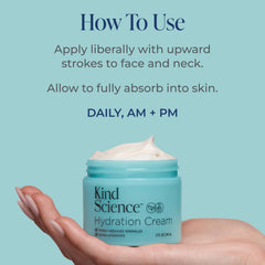Kind Science Hydration Cream 2oz packaging ready for daily home use