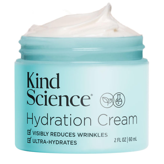 Kind Science Hydration Cream jar close-up showing rich moisture for daily skin comfort