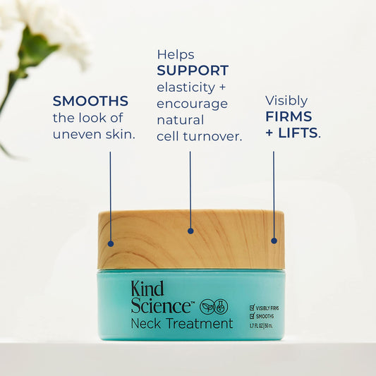 Kind Science neck treatment texture swatch, whipped gel-cream ready to layer.