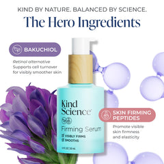 Kind Science Peptides serum tube suggests firmer skin and improved texture.