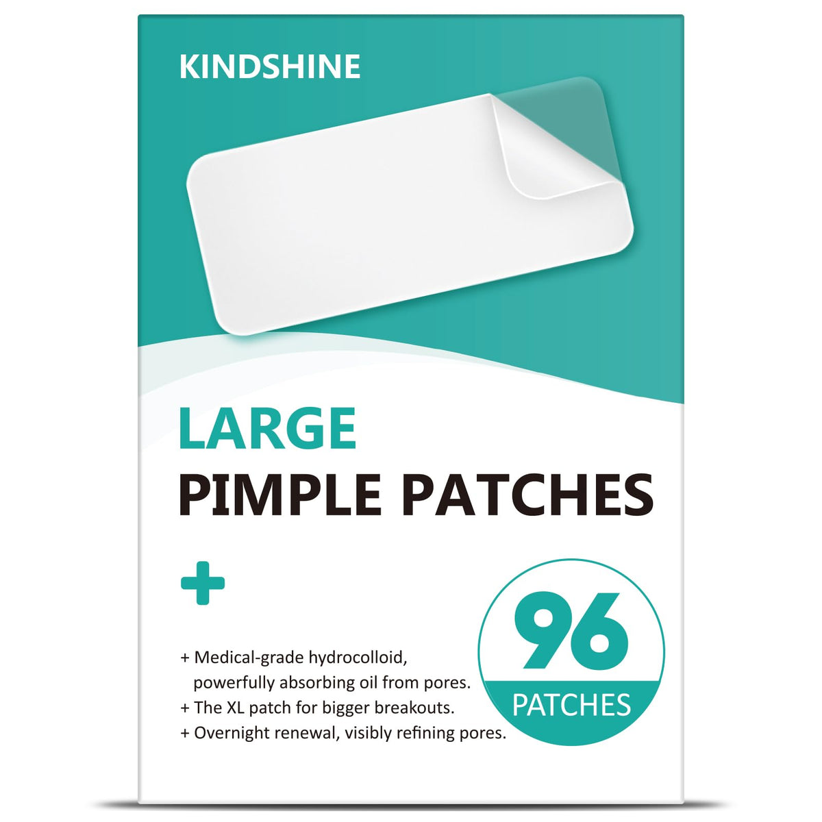 Kindshine XL pimple patches pack front view showing large coverage for breakouts.