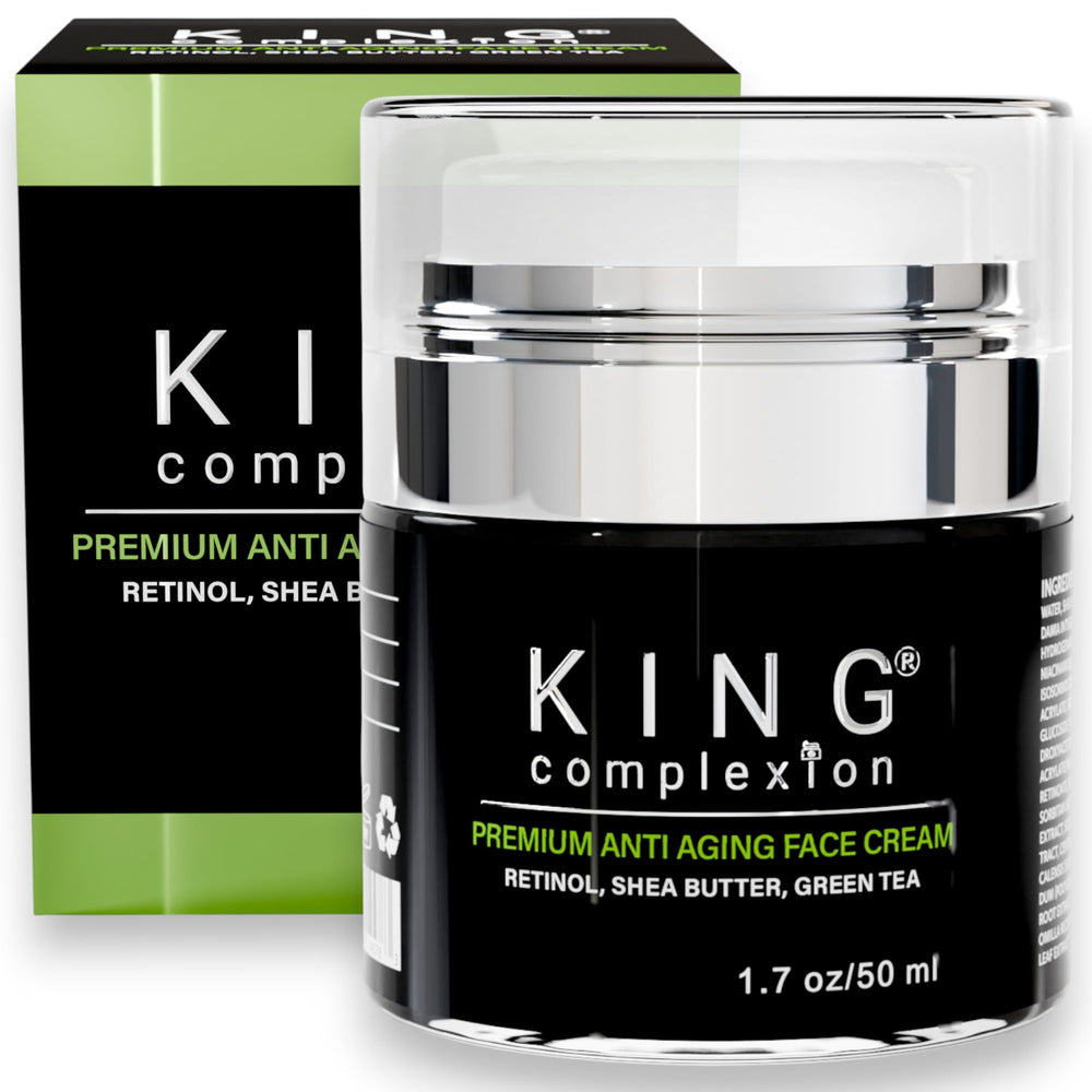 KING Complexion Mens Anti Aging Cream pump jar for mess-free hydration and daily use.