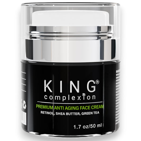 KING Complexion retinol face cream swatch showing smooth texture and quick absorption.