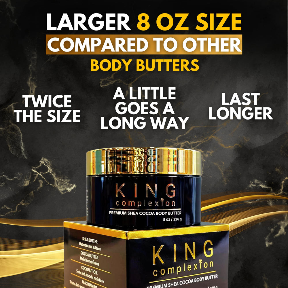 King Complexion 8oz packaging shot emphasizes premium organic formula.