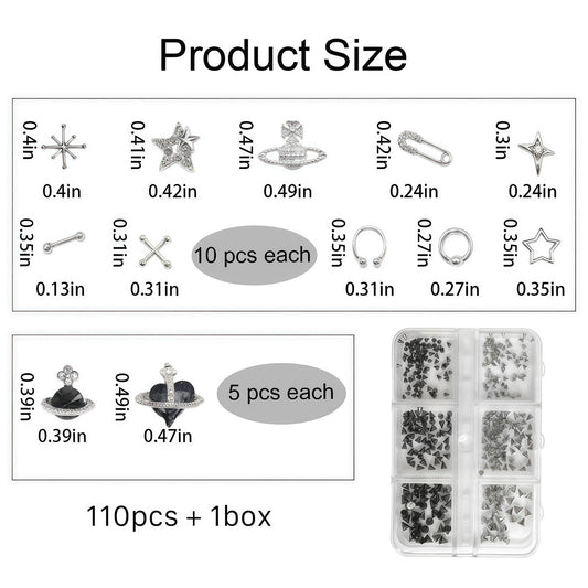KINGNAME safety pins charm for edgy nail designs and DIY crafts