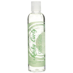 Kinky Curly Come Clean Shampoo bottle front view highlighting a mineral-clarifying formula.