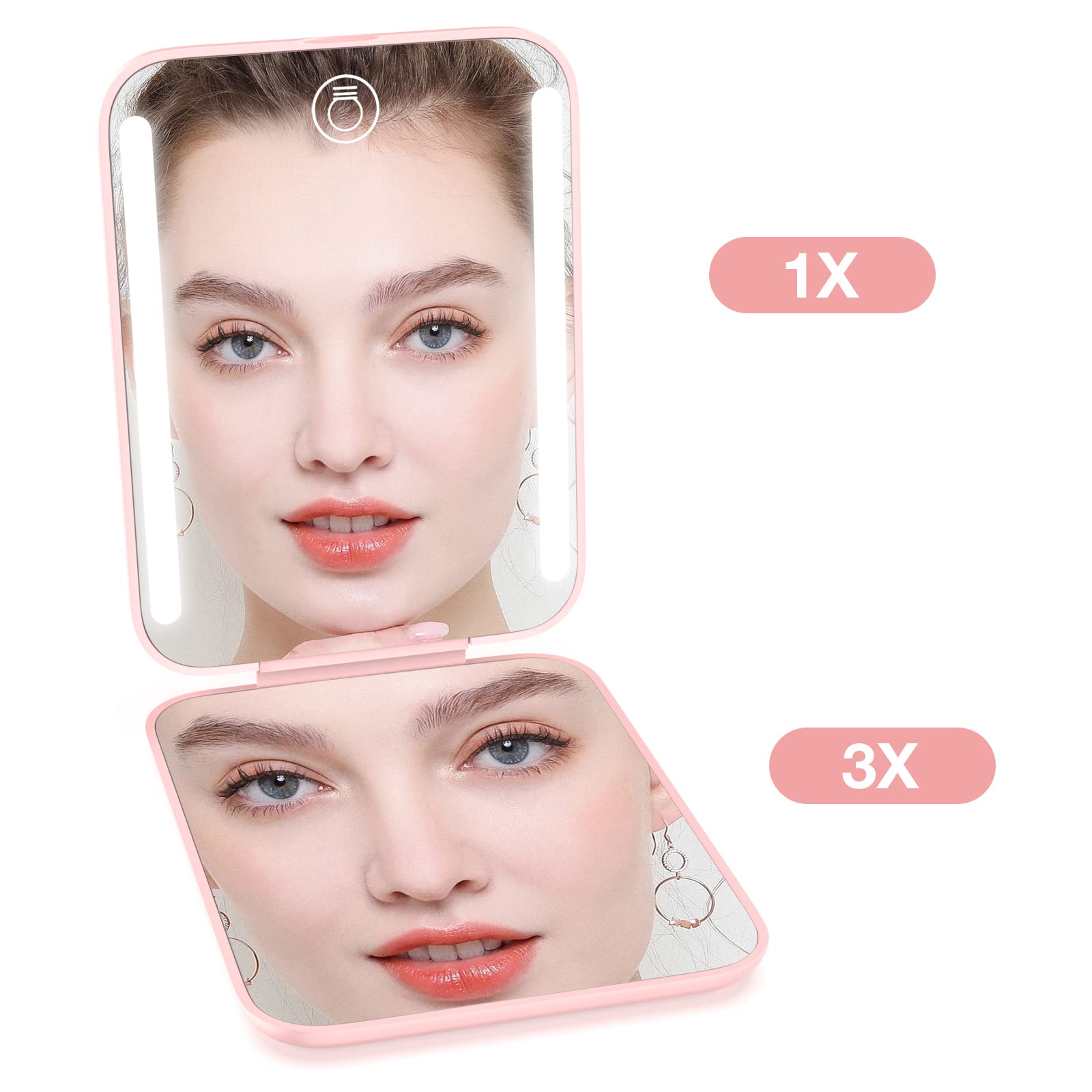 Kintion compact travel mirror in pink for purse-ready touch-ups