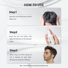 Parted hair exposing thinning areas prepared for scalp spray