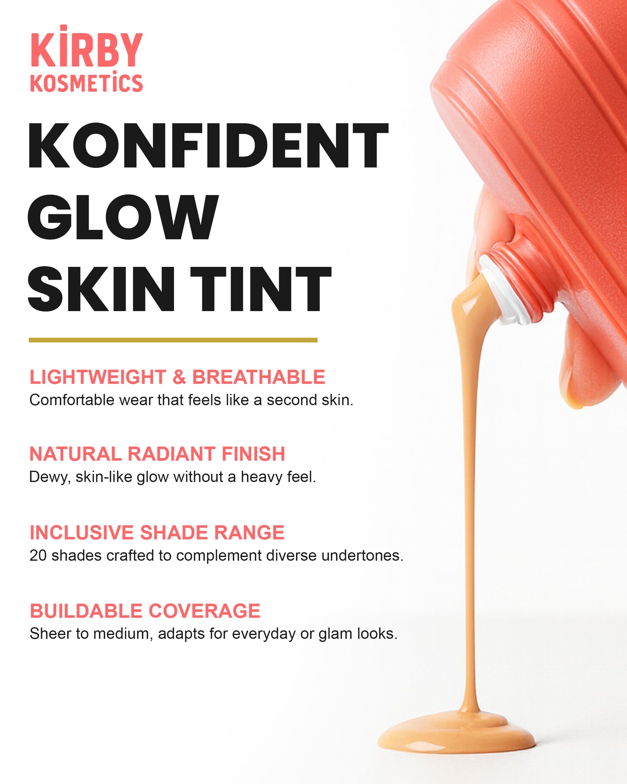 Kirby Kosmetics Konfident Glow packaging underscores inclusive shade range.