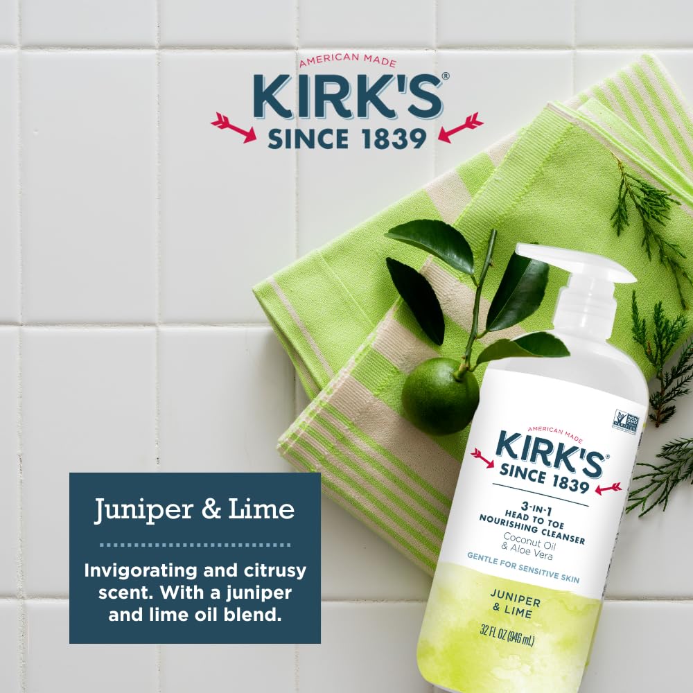 Kirk's 3-in-1 cleanser foamy lather during shower time.