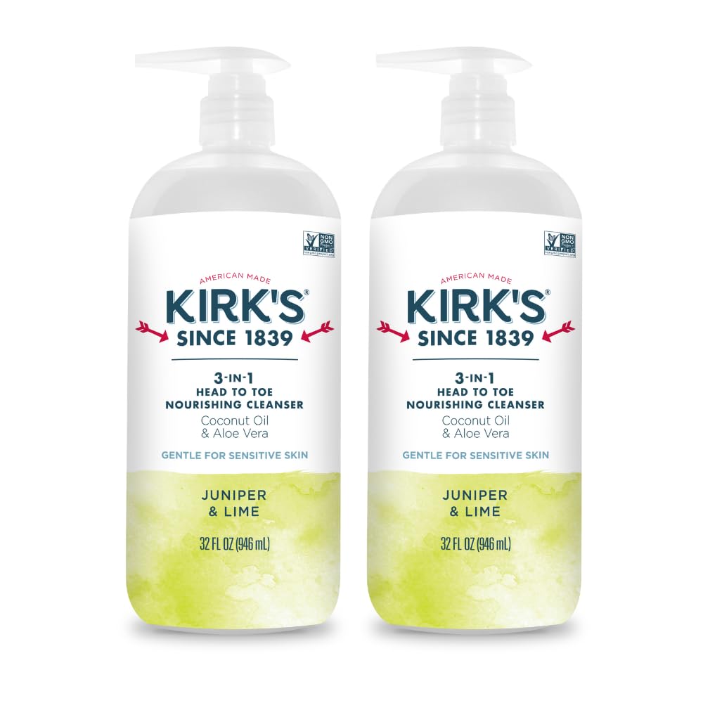 Kirk's 3-in-1 cleanser bottle for family head-to-toe care.
