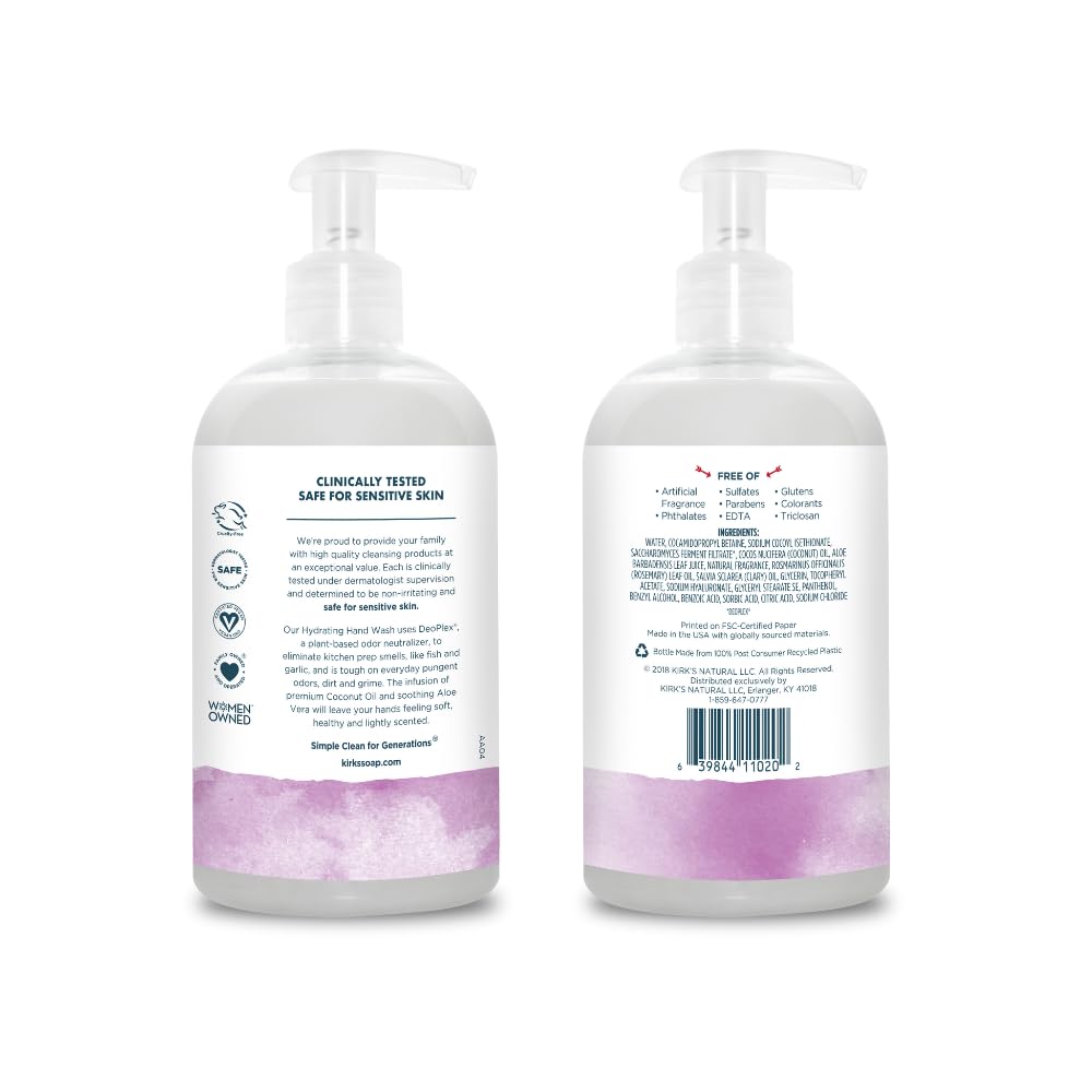 Kirk's Hydrating Hand Wash with creamy lather and aloe vera