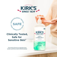 Kirks packaging appeals to families with sensitive skin.