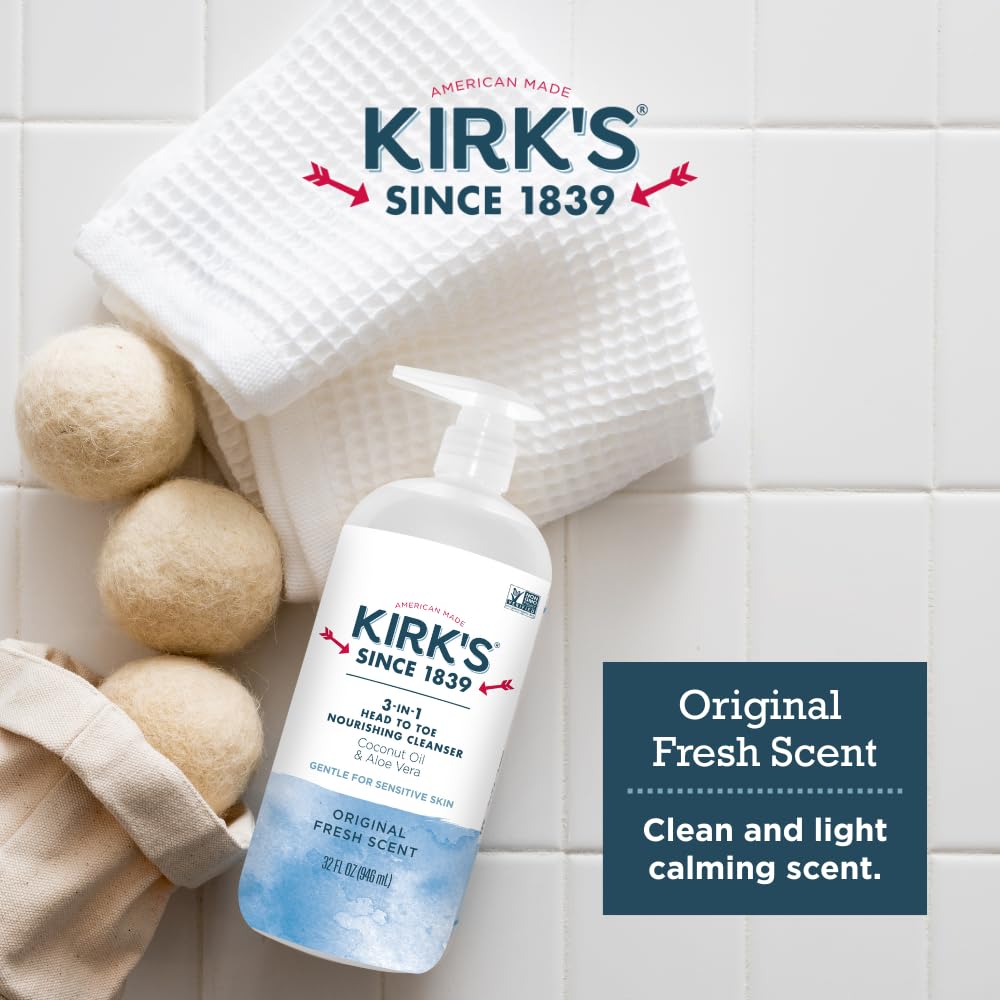 Kirks sulfate- and paraben-free label indicates skin-friendly formula.