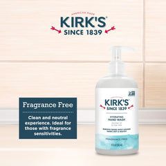 Kirks vegan non-GMO hand wash in pump supports clean ingredients