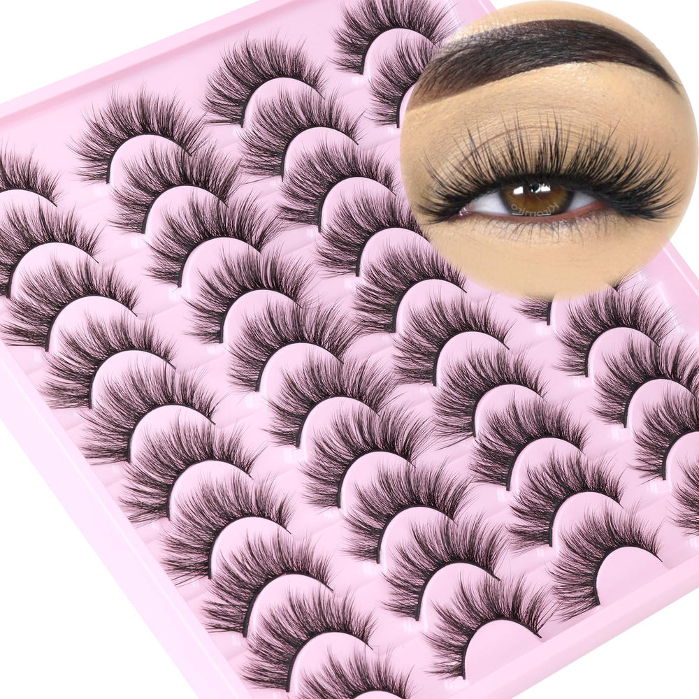 Kiromiro 20-pair wispy faux mink lashes for natural cat-eye enhancement.