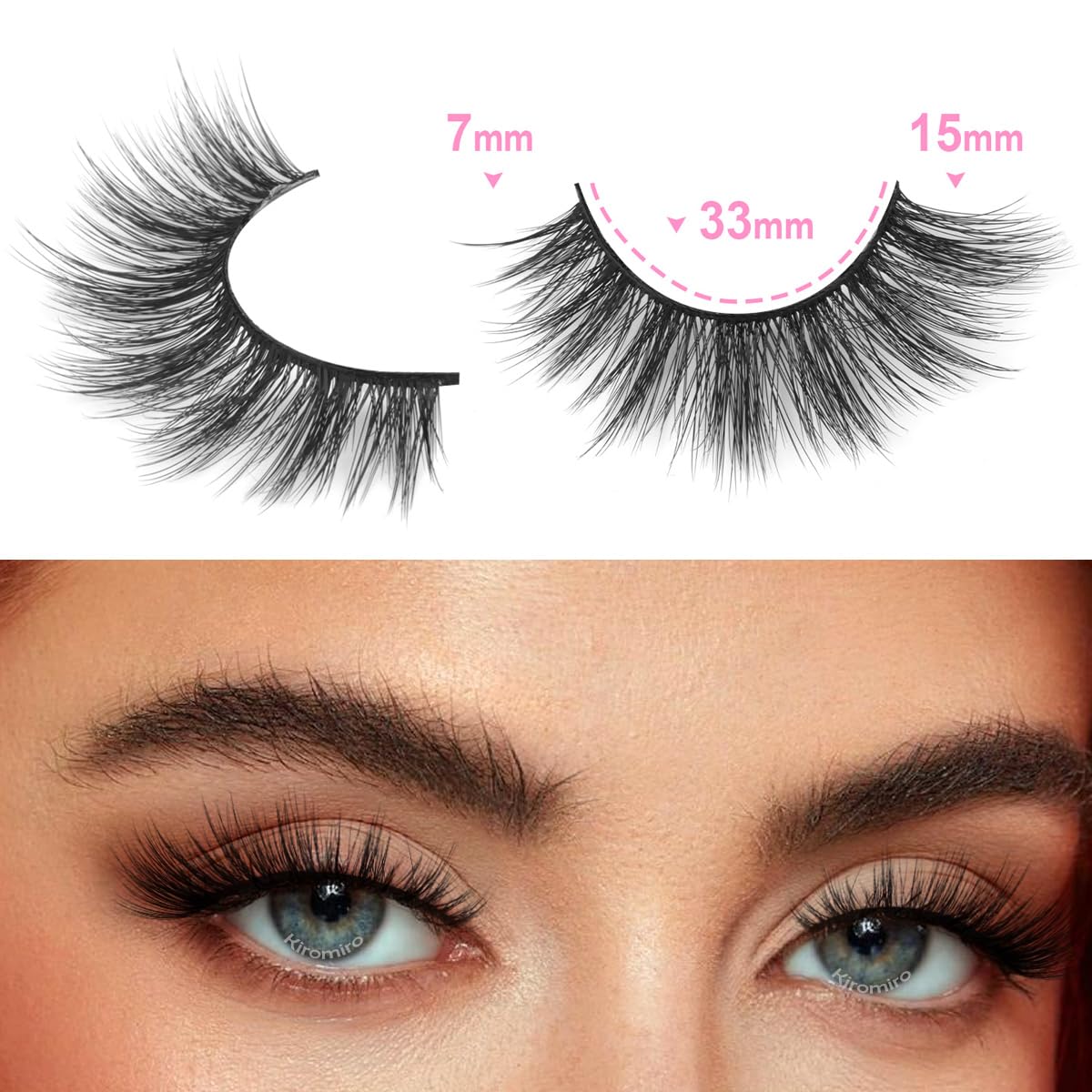 Kiromiro C-Curl wispy lashes delivering subtle 3D volume for day-to-night wear.