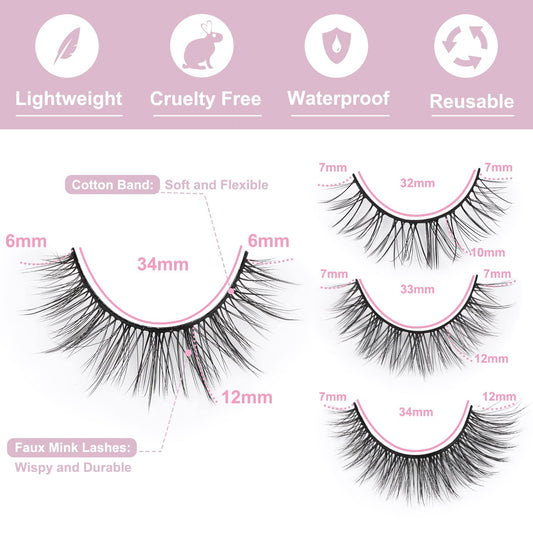 Kiromiro wispy 3D strip lashes emphasize eyes with soft volume