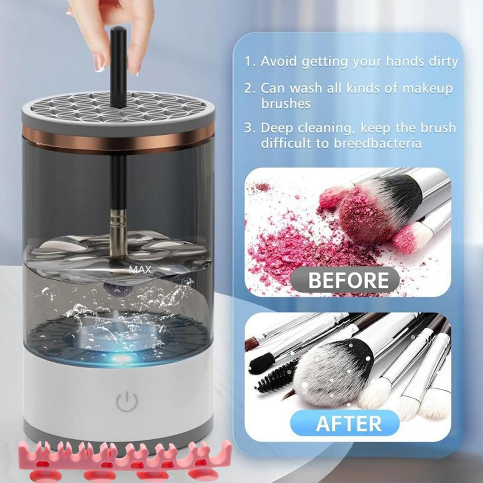 Kismiger Electric Makeup Brush Cleaner grey cleaning pad for gentle bristle care.