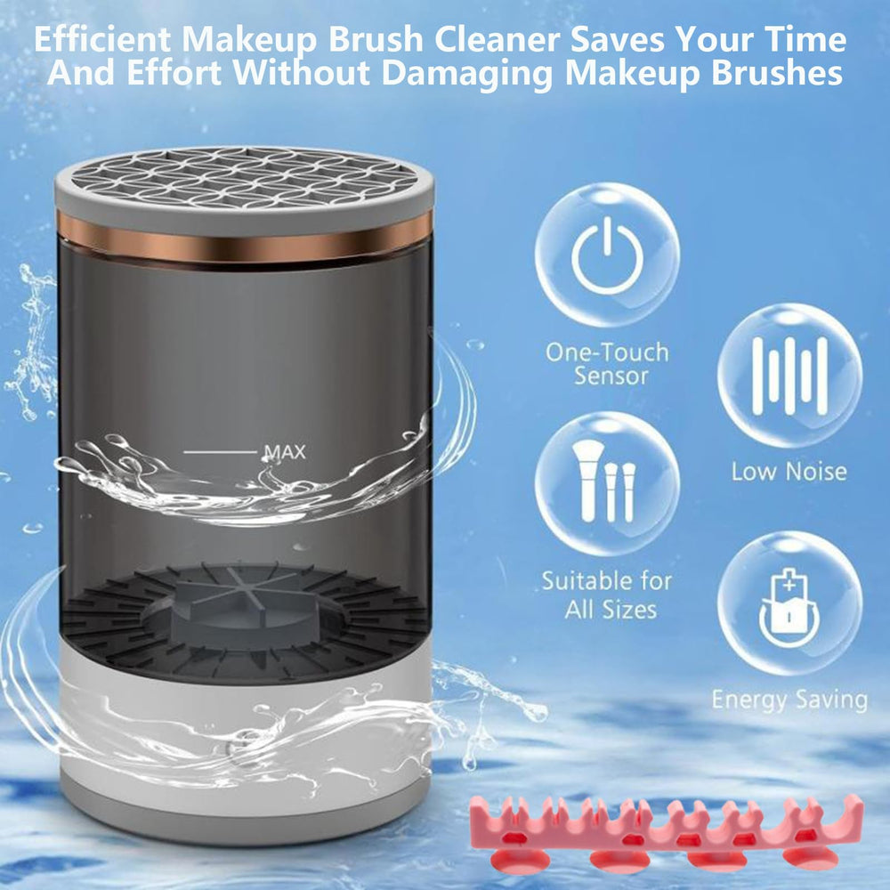 Kismiger Electric Makeup Brush Cleaner silicone compartments for organized brush placement.