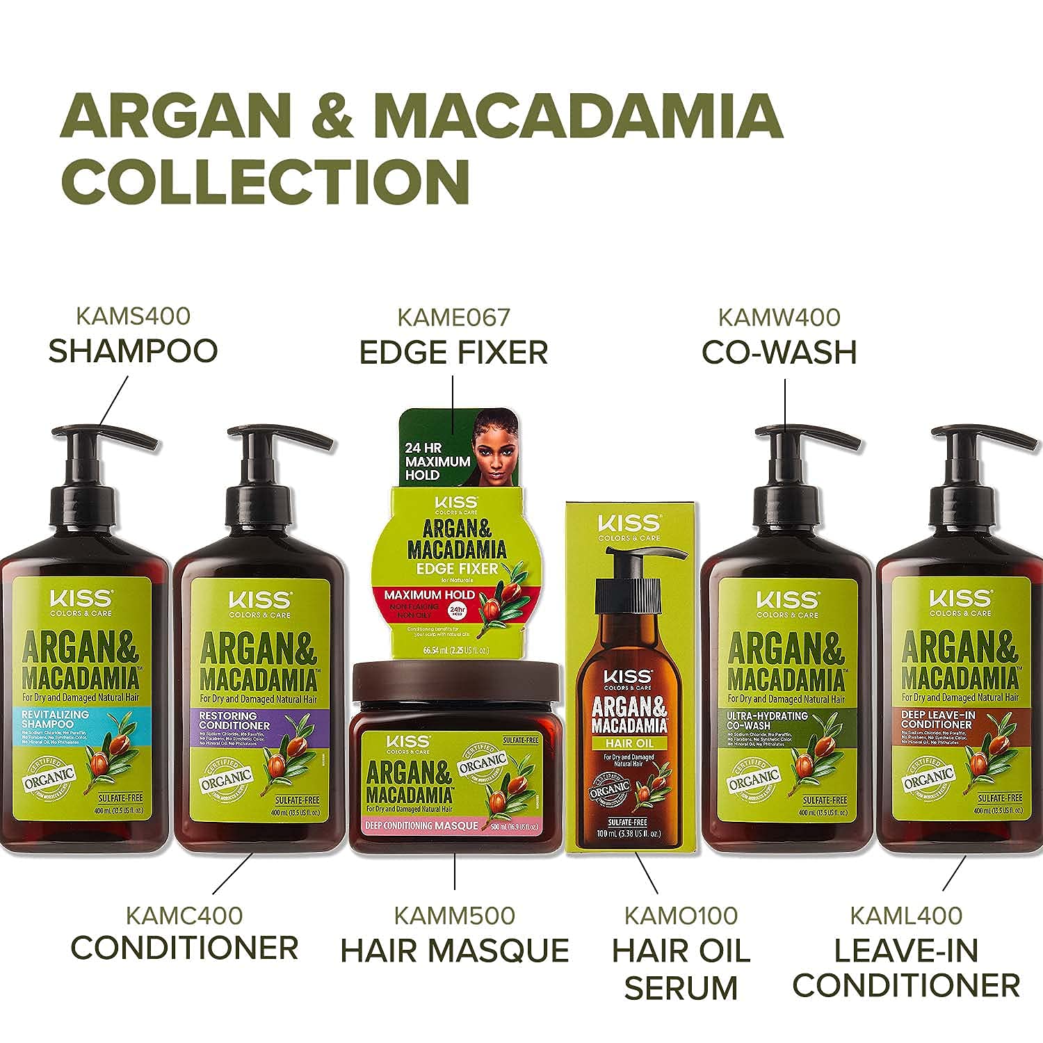 KISS Argan & Macadamia serum bottle on vanity highlights care routine.