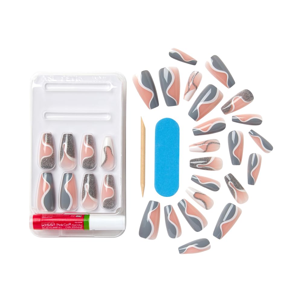 KISS Dreamdust long coffin nails with chic, comfortable wear