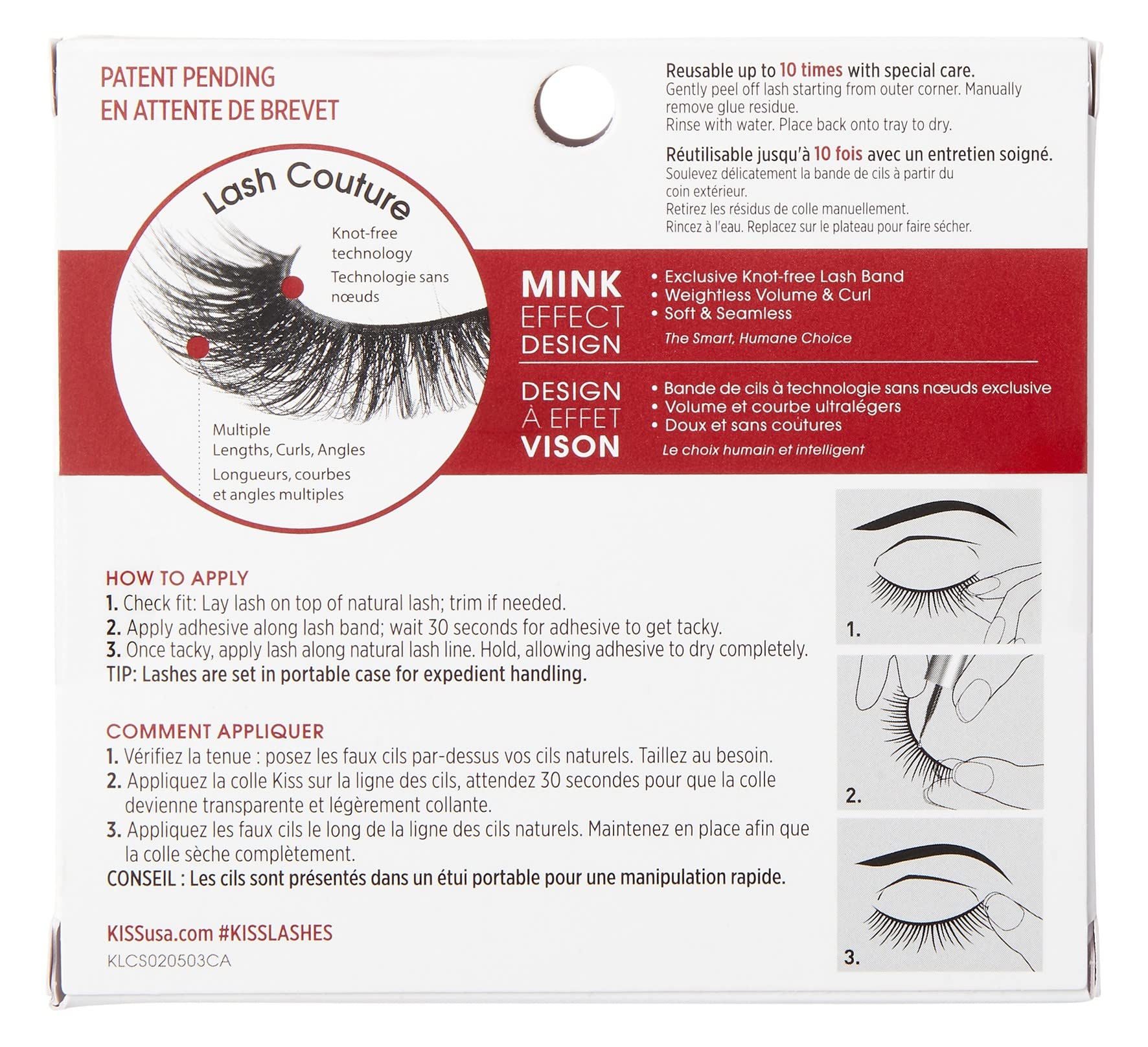 KISS Little Black Dress lashes with varied lengths for versatile styling and day-to-night options.