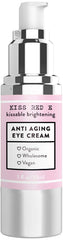 Kiss Red E eye cream applied around eye for moisture