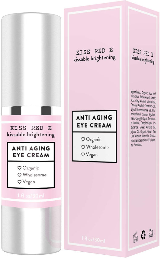 Kiss Red E eye cream close-up texture highlighting smoothing formula