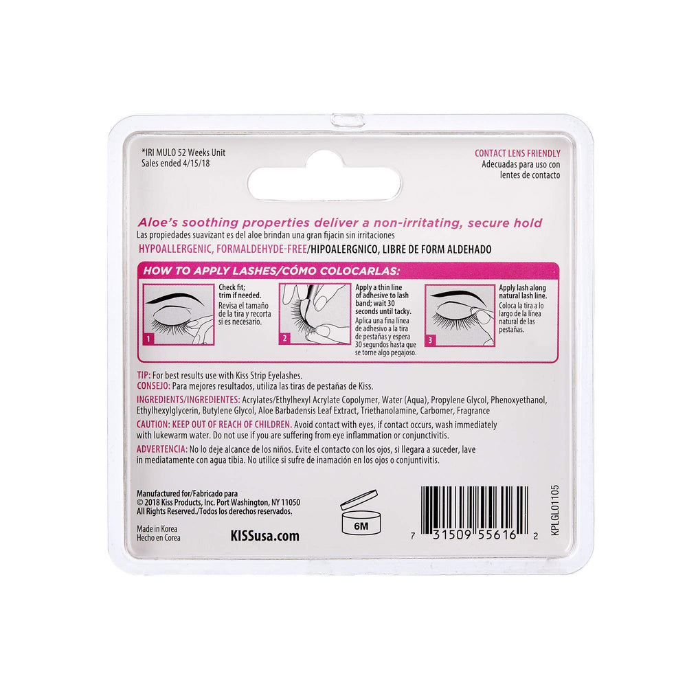 KISS Strip Lash Adhesive Aloe Soothing shown for lash-line comfort.