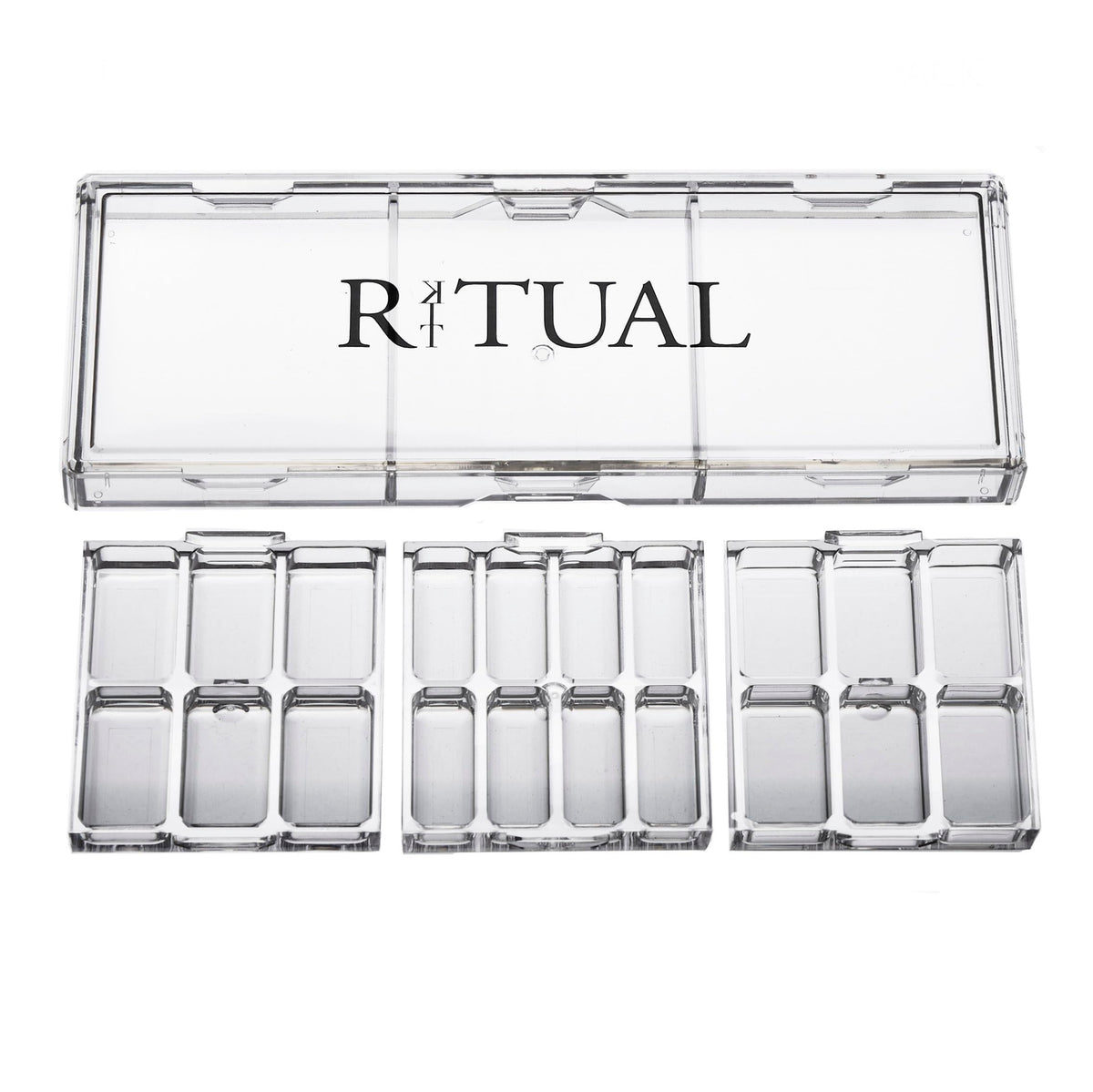 KIT RITUAL empty palette with 20 wells for streamlined makeup storage.