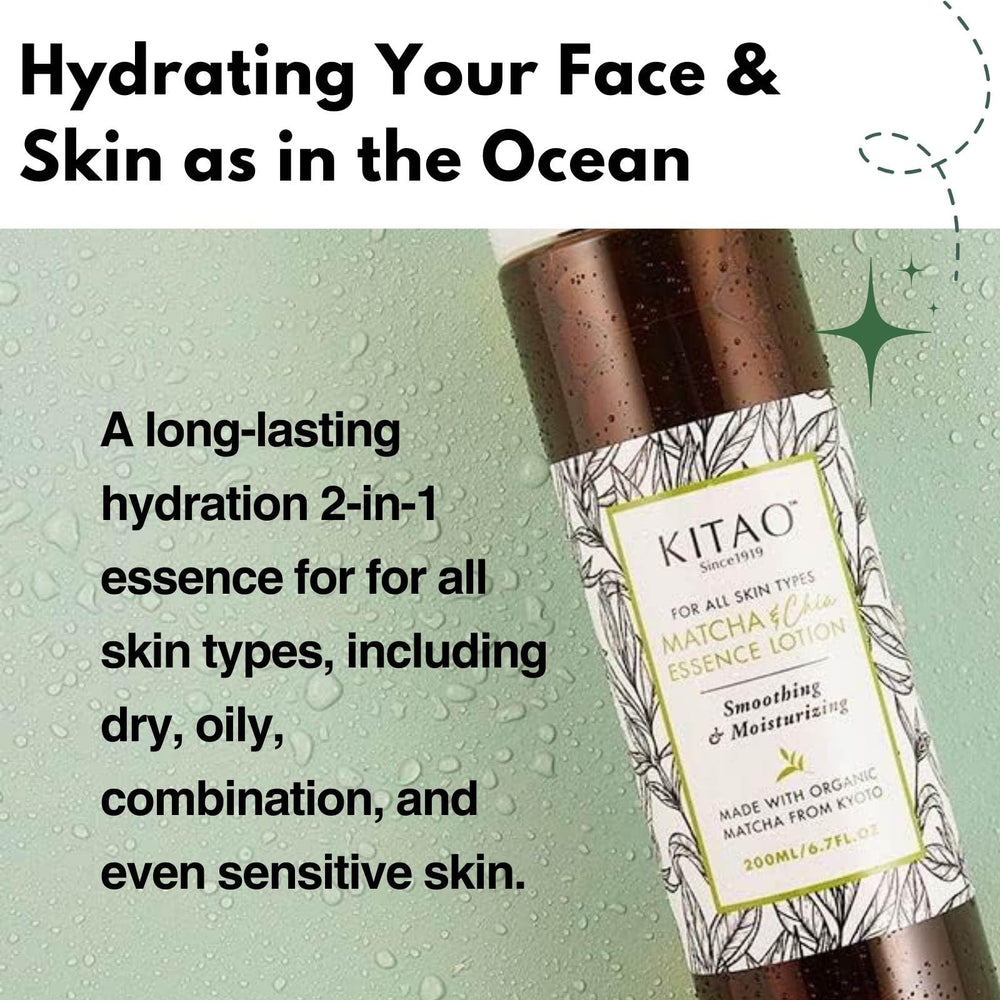 Applying KITAO Matcha Face Lotion in a daily skincare routine
