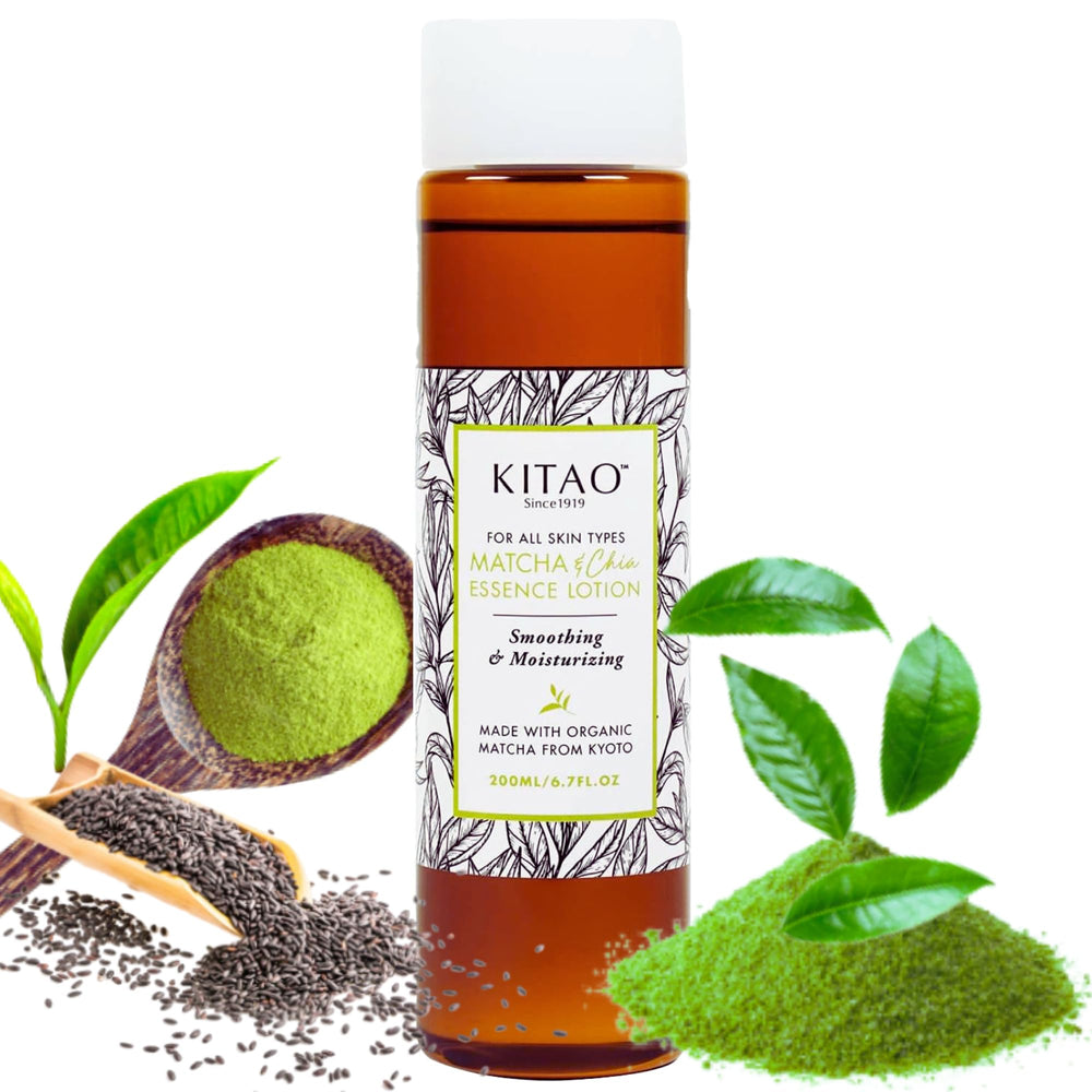KITAO Matcha Face Lotion bottle front shows premium hydration from Japan