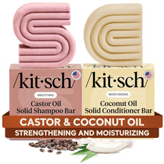 Kitsch Castor Oil Shampoo Bar packaging highlights eco-friendly, plastic-free design for sustainable care.