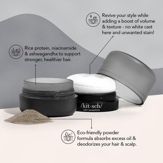 Kitsch dry shampoo powder built-in puff ready for easy application
