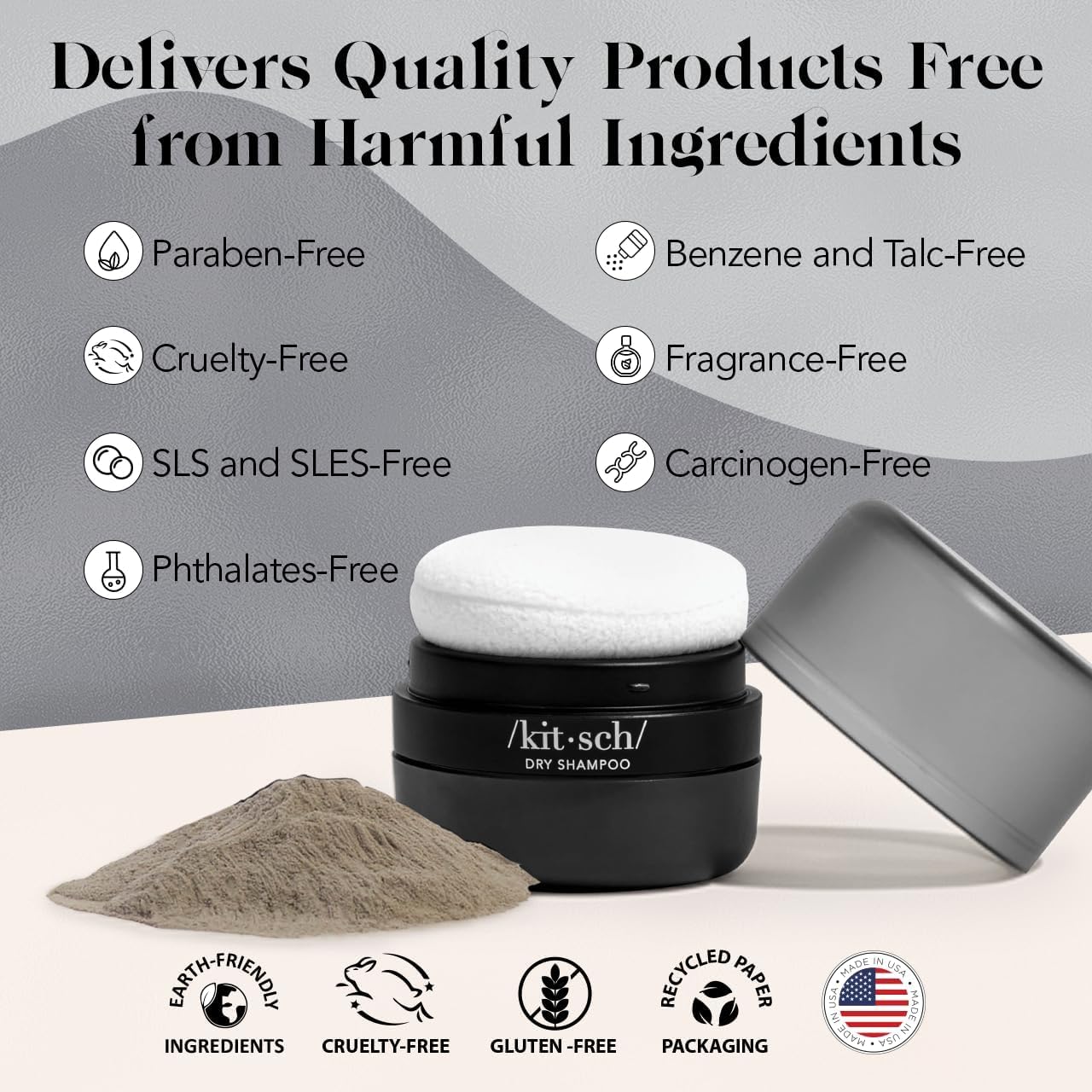 Kitsch dry shampoo powder unscented for fragrance-free refresh