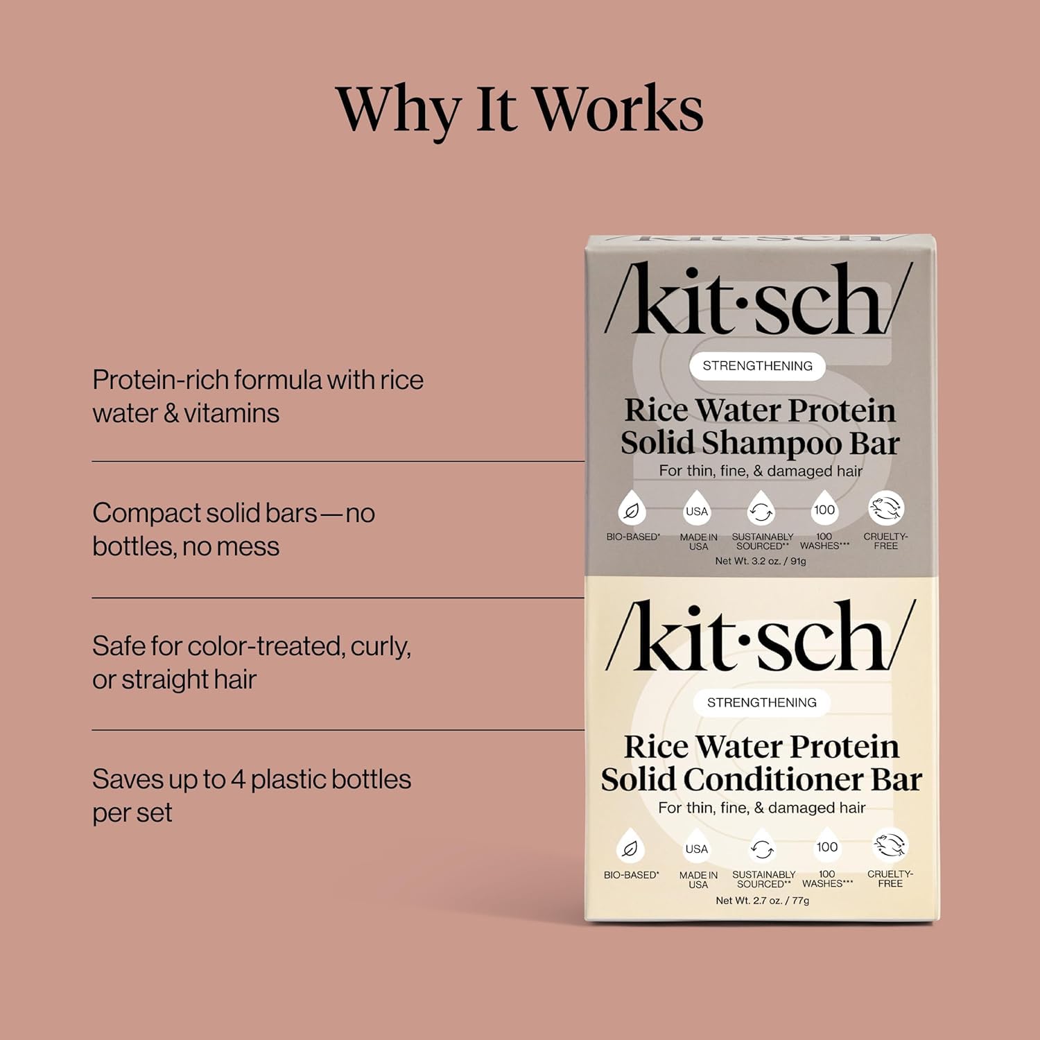 Kitsch Rice Water Bar packaging eco-friendly to reduce plastic waste.
